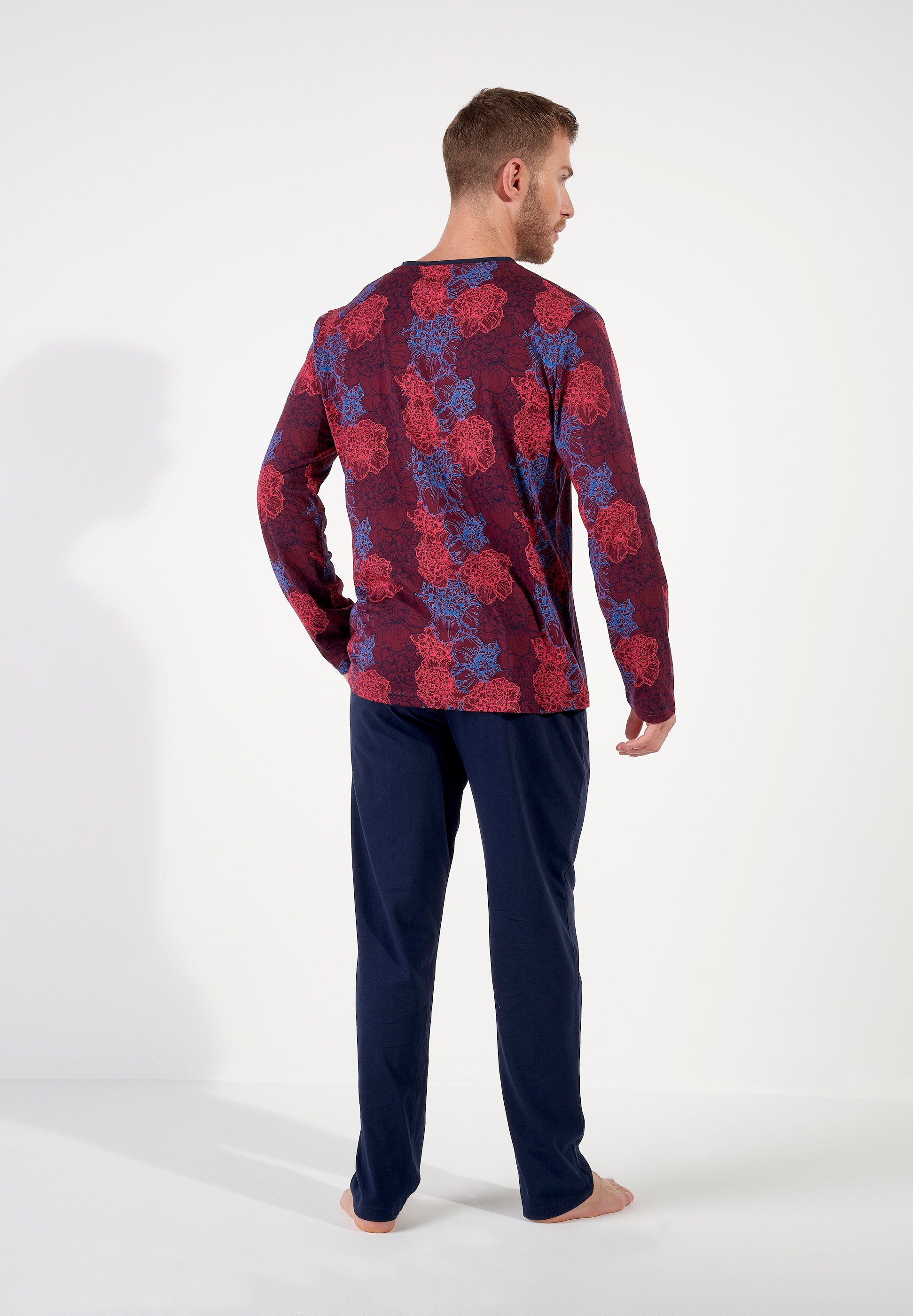 hom-bouquet-pyjama-long-homme-coton-bordeaux image 5