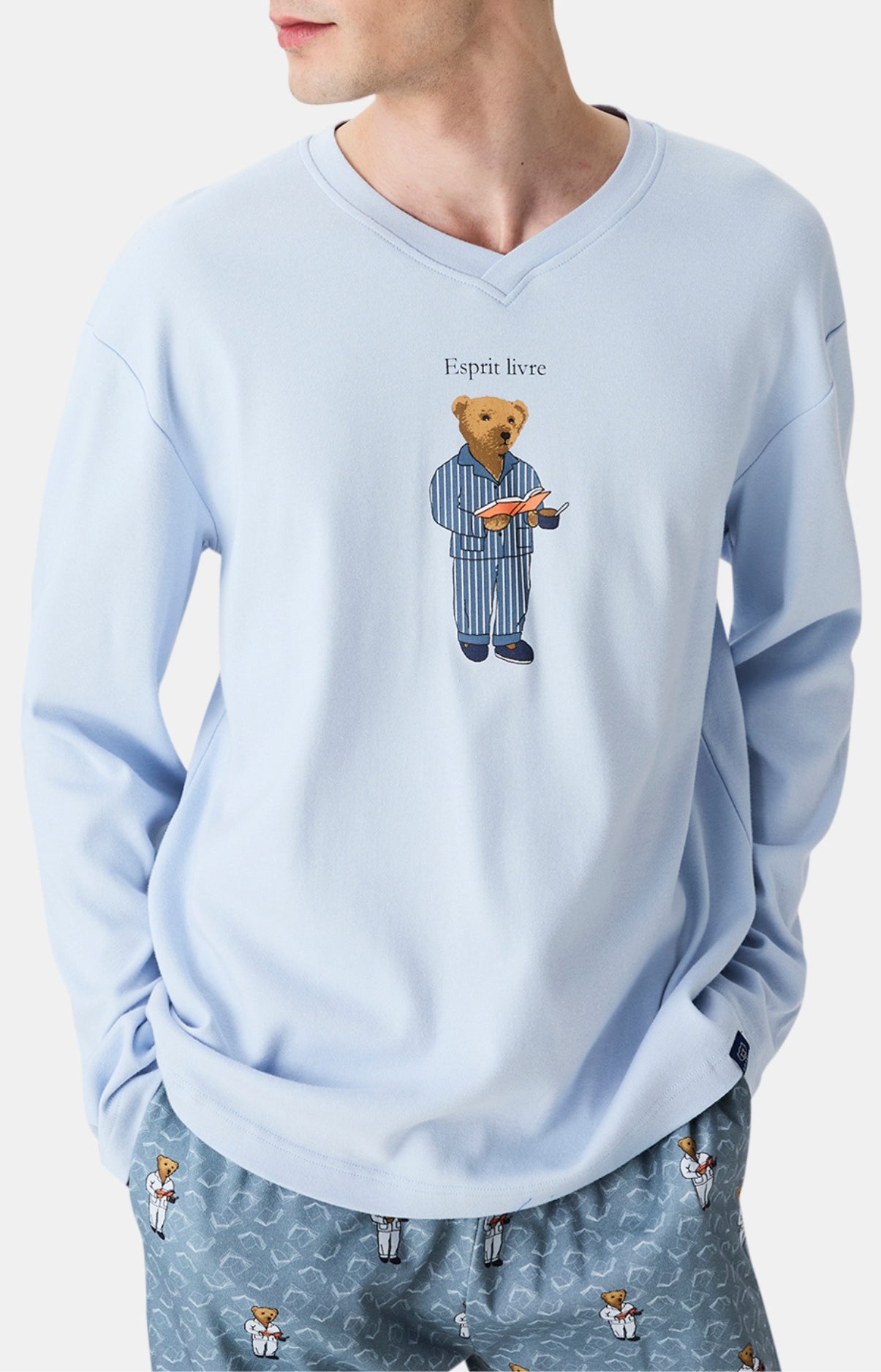 arthur-bob-esprit-livre-pyjama-homme-gris-coton-bio-s-xxl image 4