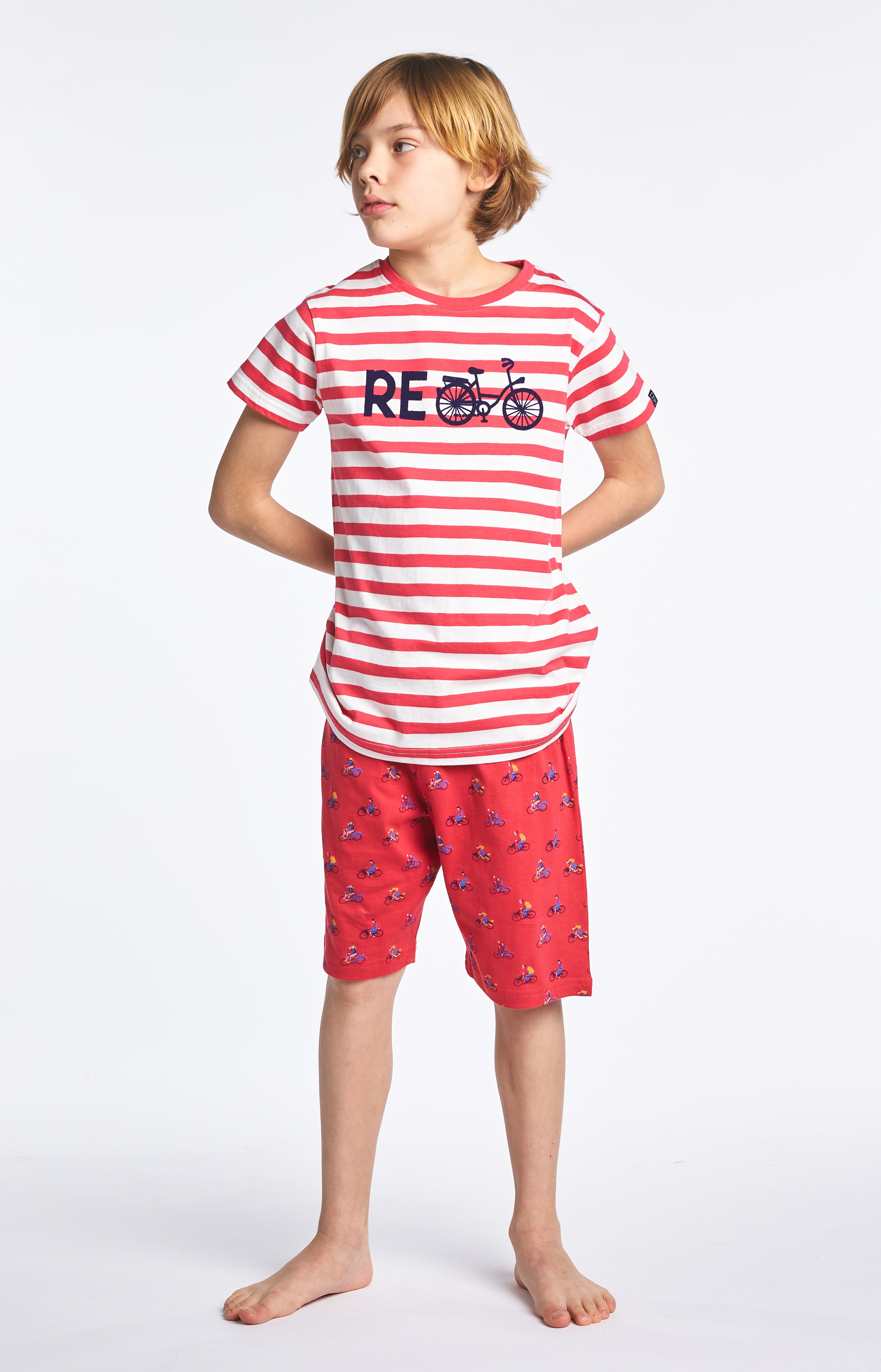 arthur-bob-recycle-rouge-pyjashort-enfant-coton-bio image 1