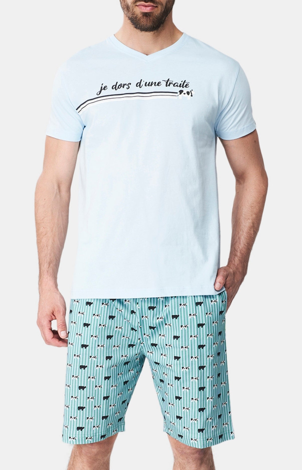 arthur-bob-meeuuh-pyjashort-coton-bio-vert-homme image 1