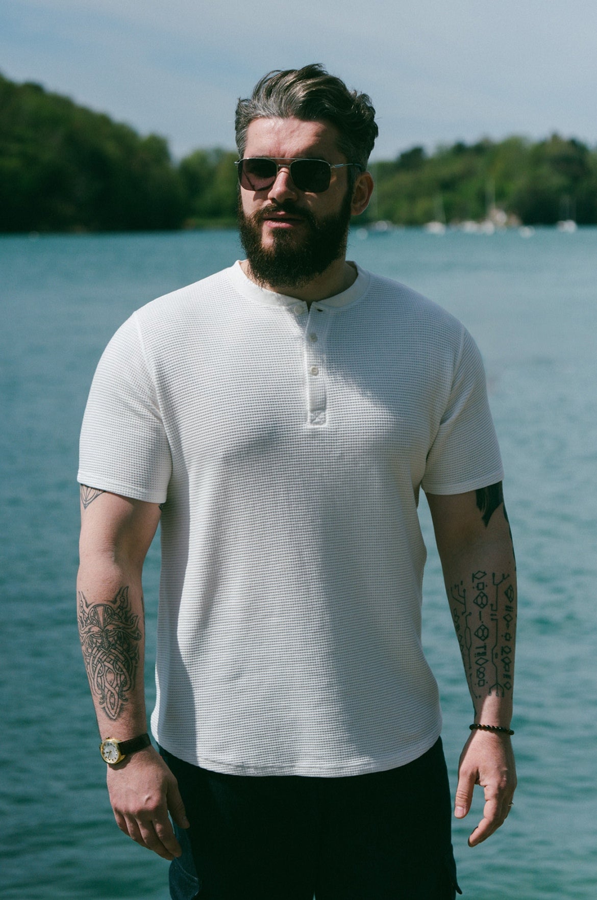 p-trone-henley-cormac-t-shirt-manches-courtes-beige image 6