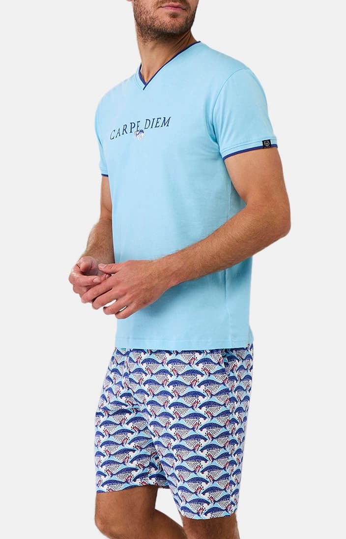 arthur-bob-carpe-diem-pyjashort-homme-coton-bio-bleu image 5