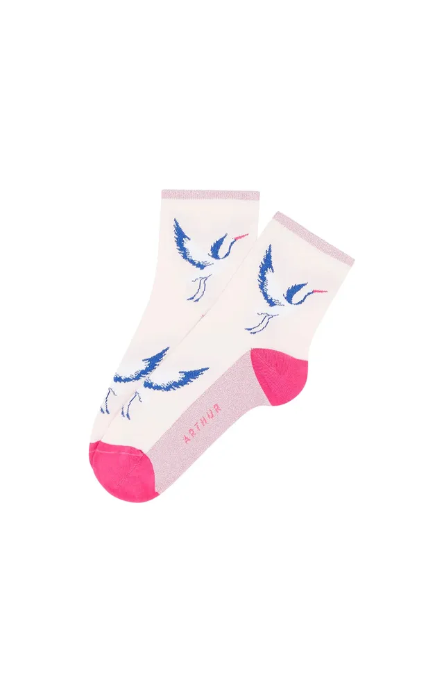 arthur-bob-birdie-rose-chaussettes-femme-coton-rose image 1