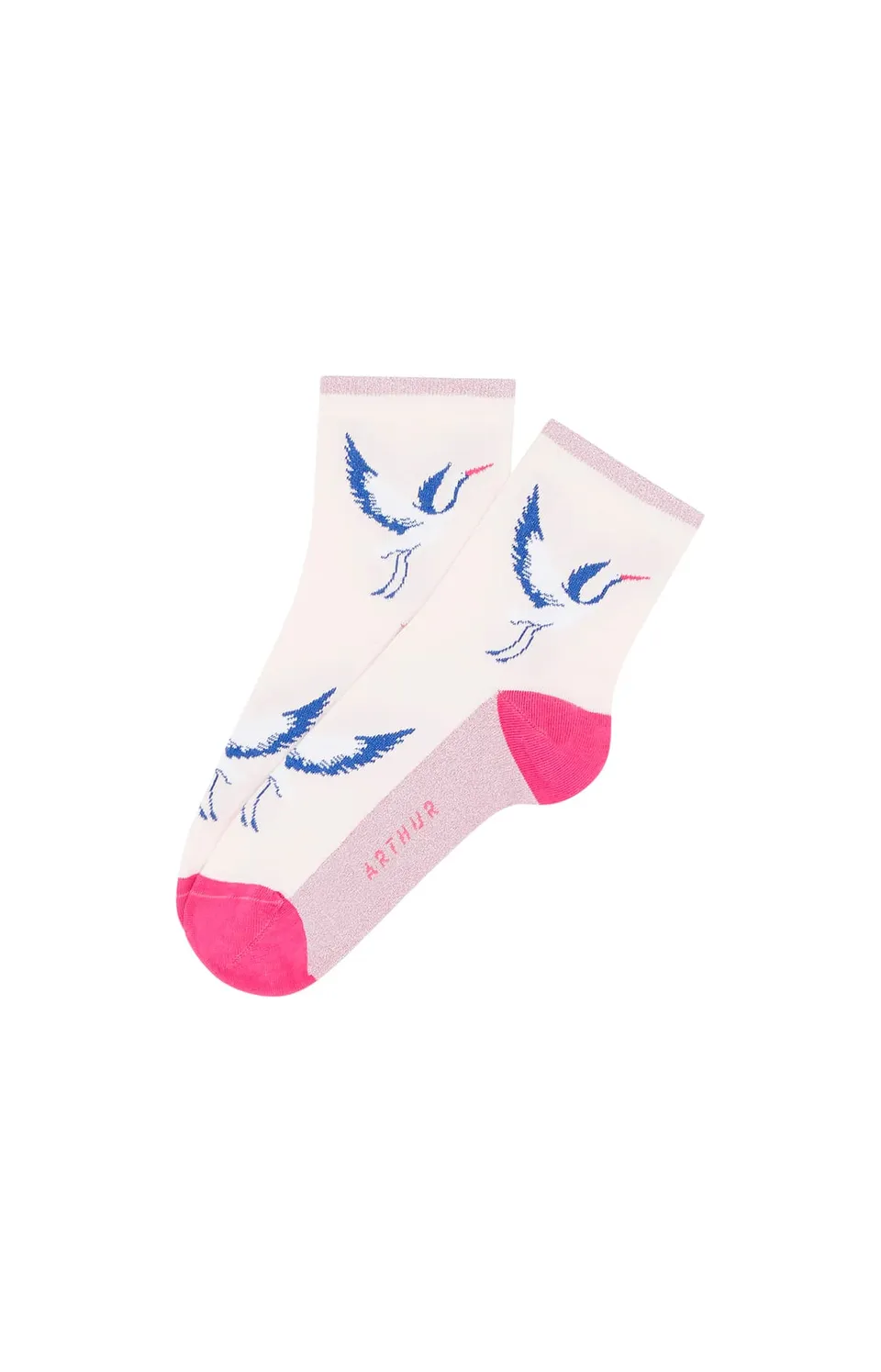 arthur-bob-birdie-rose-chaussettes-femme-coton-rose image 1