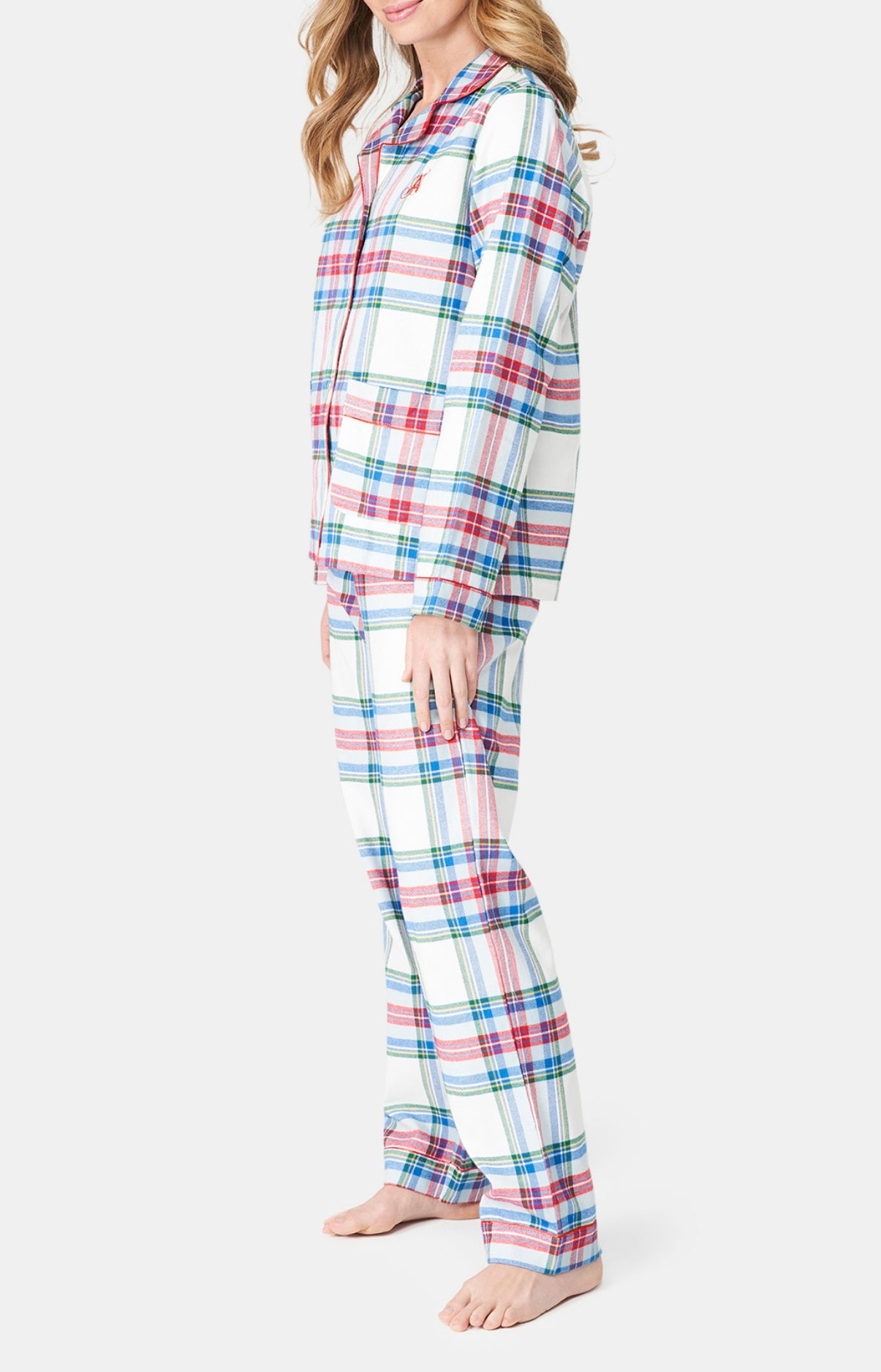 arthur-bob-pyjama-logan-flanelle-blanc-boutonn-pilou-femme image 4