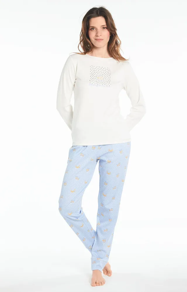 arthur-bob-rain-pyjama-long-femme-coton-bio-ciel image 1