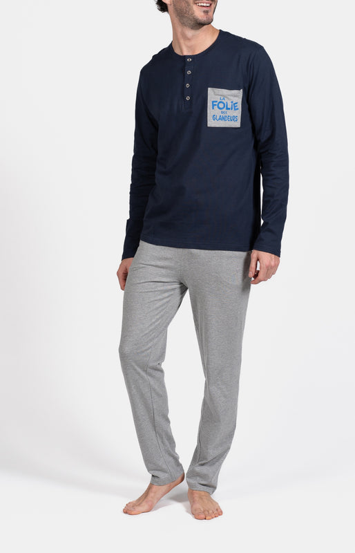 arthur-glandeurs-pyjama-homme-gris-taille-l-coton image 1
