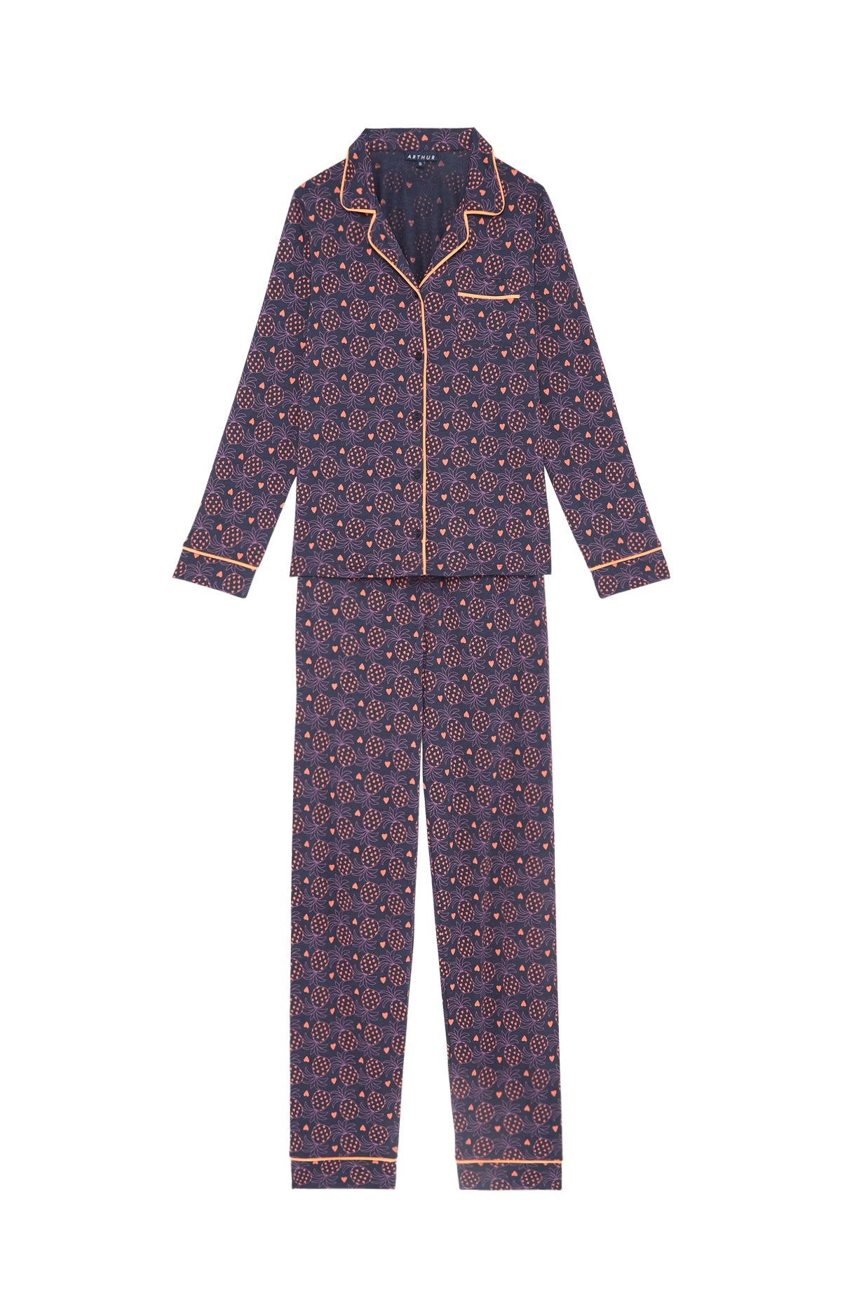 arthur-bob-pyjama-fruit-d-fendu-femme-marine-lyocell-coton image 3