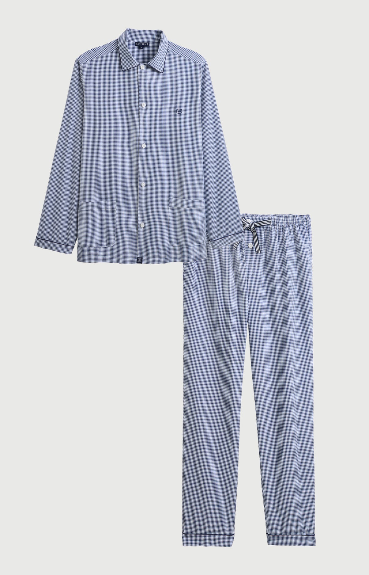 arthur-bob-vichy-pyjama-boutonn-marine-coton image 3