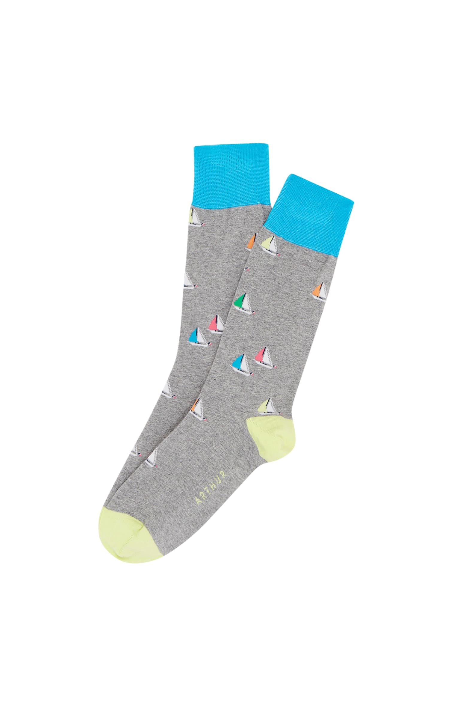 arthur-bob-chaussettes-boat-gris-40-46-coton-fantaisie image 1