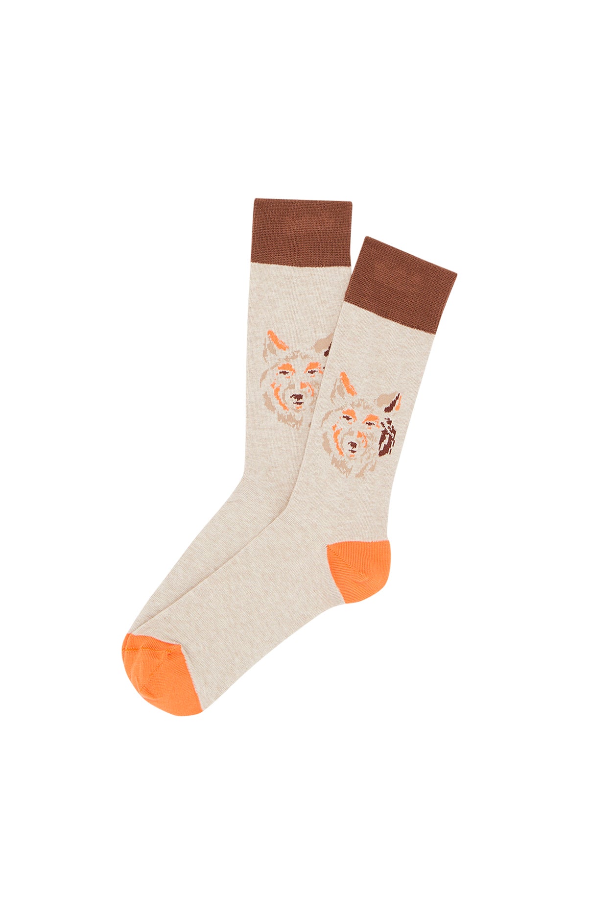 arthur-bob-jeune-loup-chaussettes-homme-bio-beige image 1