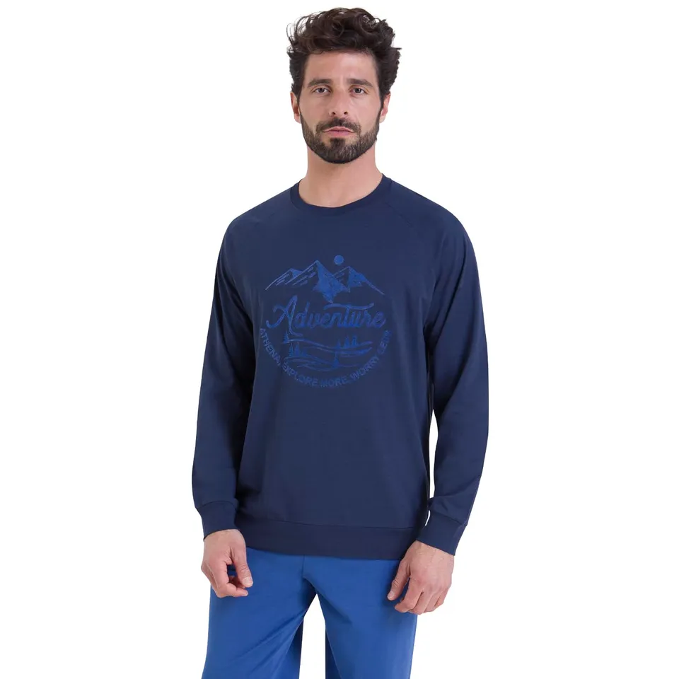 athena-thermik-pyjama-long-homme-coton-m-manches-longues image 1