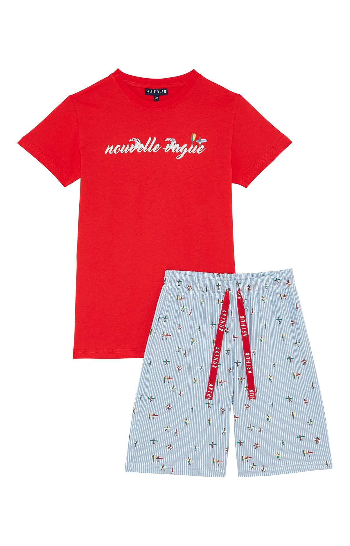 arthur-bob-nouvelle-vague-pyjashort-enfant-bleu-coton-bio image 3