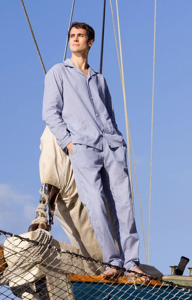 arthur-bob-vichy-pyjama-boutonn-marine-coton image 1