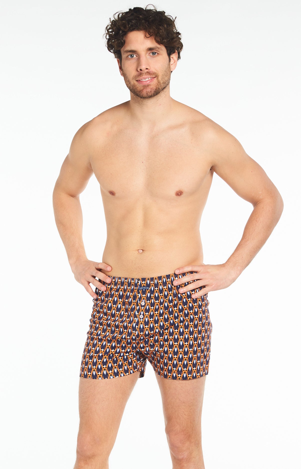 arthur-le-club-cale-on-nuit-homme-orange-coton-bio image 1