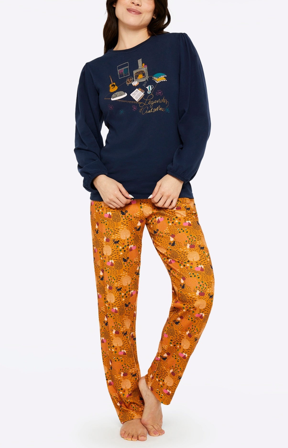 arthur-bob-pumpkin-pyjama-cognac-m-coton-bio image 1