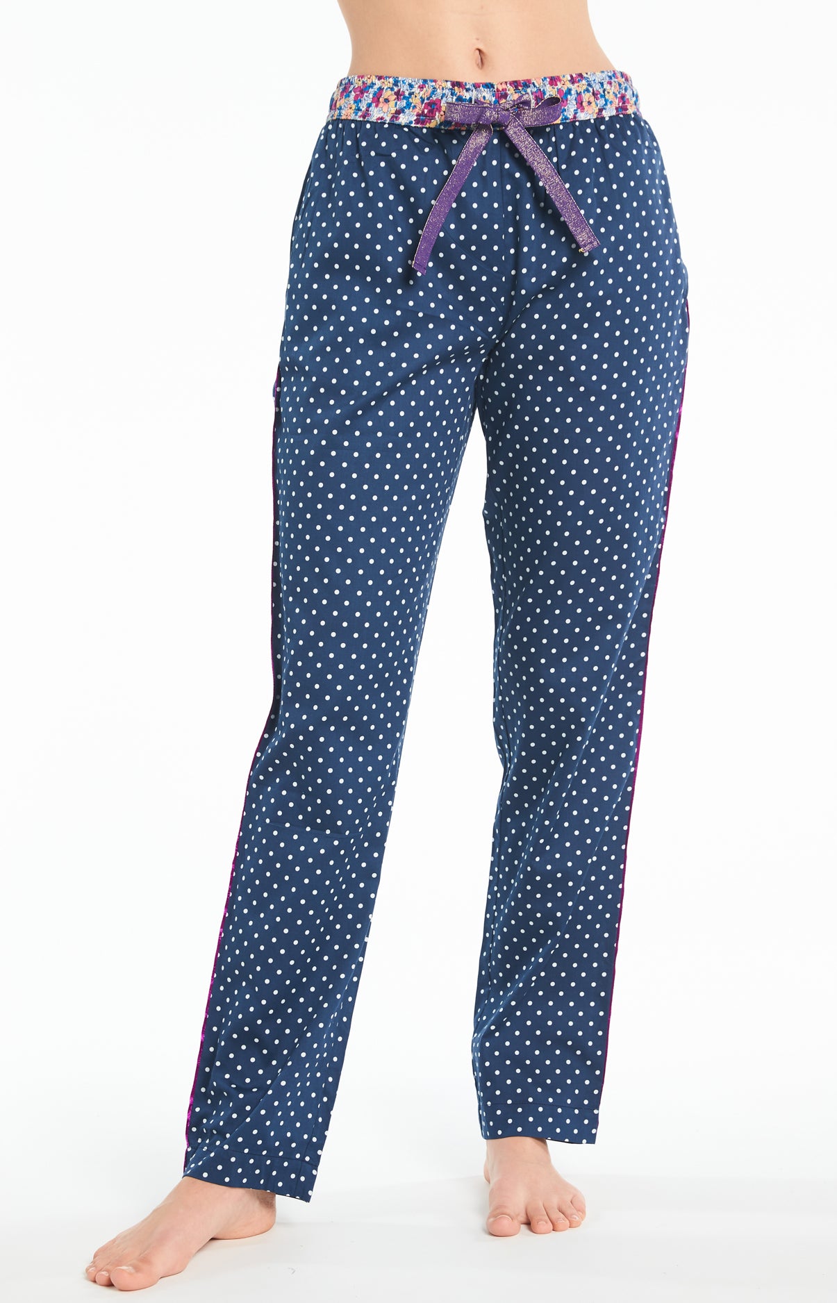arthur-bob-pois-pantalon-pyjama-coton-bio-marine-femme image 2