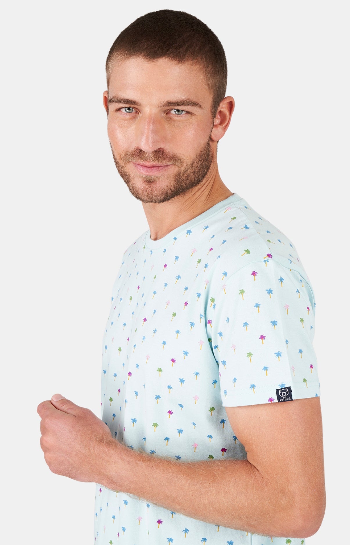 arthur-bob-palmier-pyjashort-coton-bio-ciel-col-rond image 2