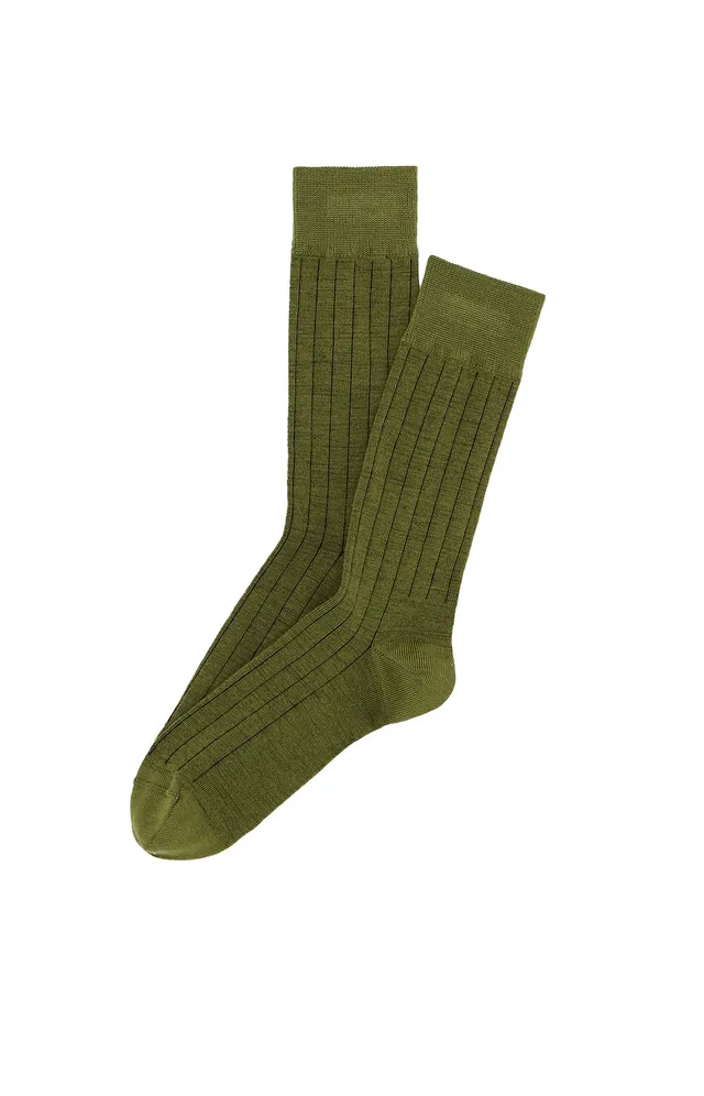 arthur-bob-chaussettes-homme-olive-laine-mi-hautes image 1