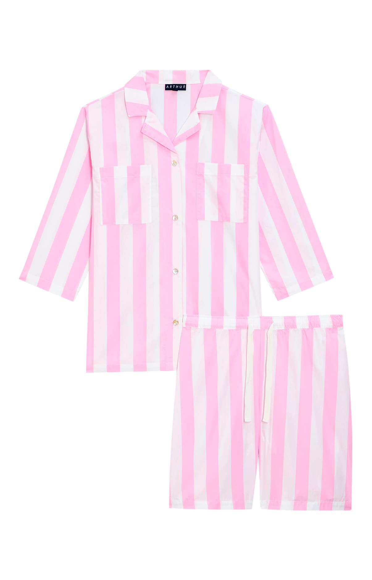arthur-bob-louise-pyjama-court-rose-rayures-coton image 3