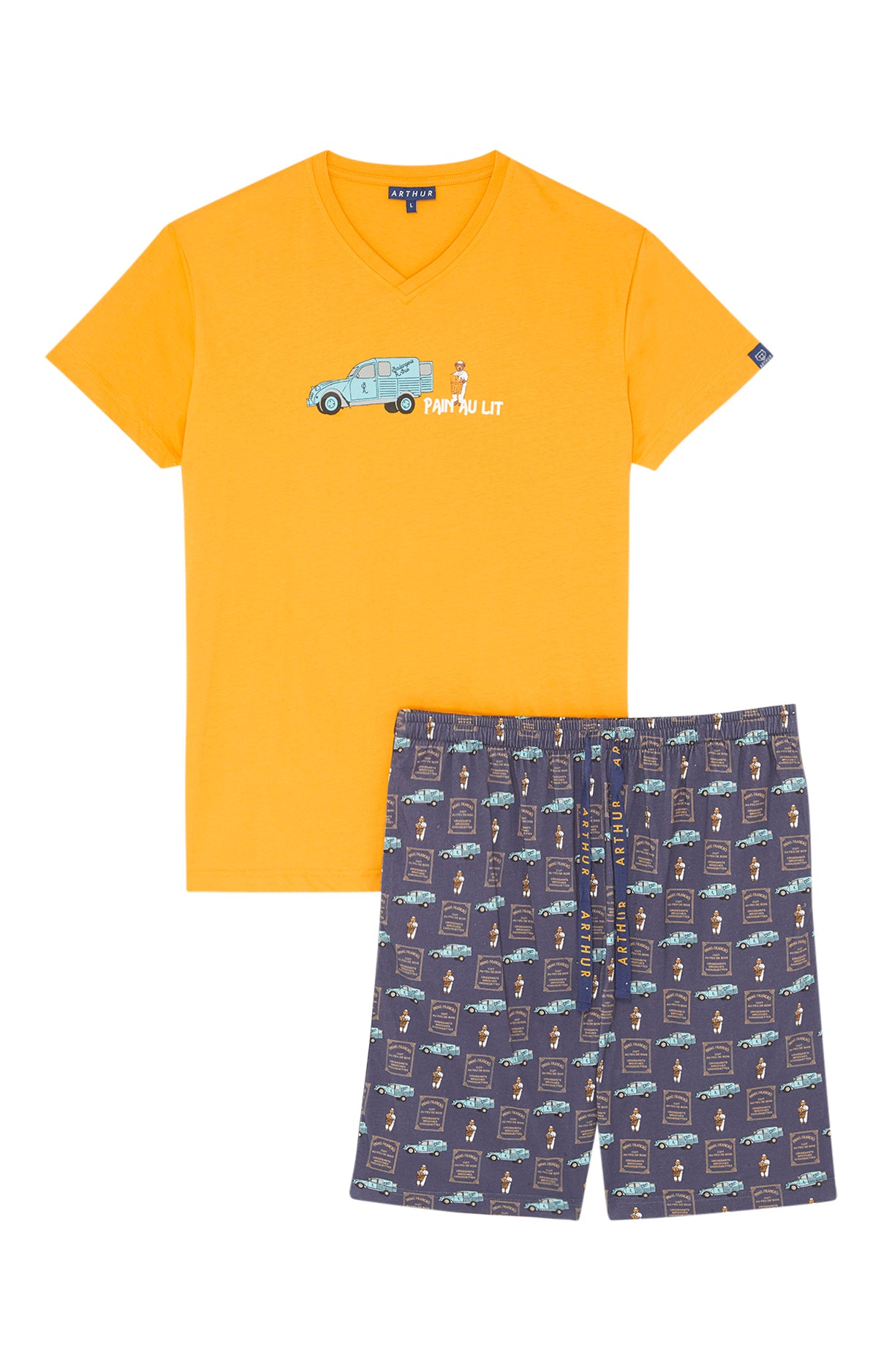 arthur-bob-pain-au-lit-pyjashort-homme-marine-coton-bio image 3