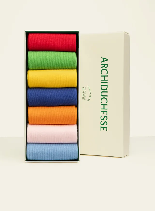 archiduchesse-de-ville-semainier-happy-color-chaussettes-coton image 1