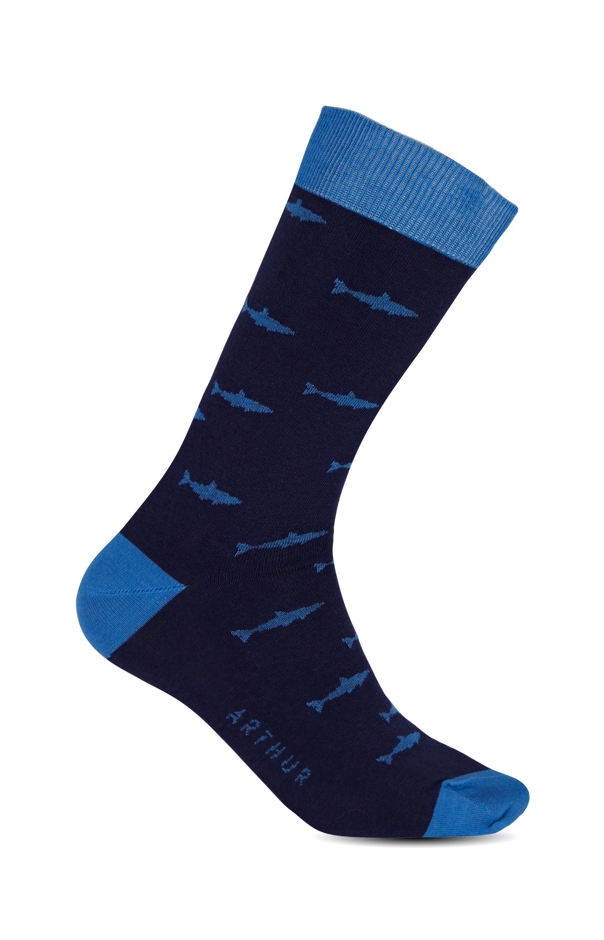 arthur-bob-requin-chaussettes-homme-marine-39-45-coton image 1