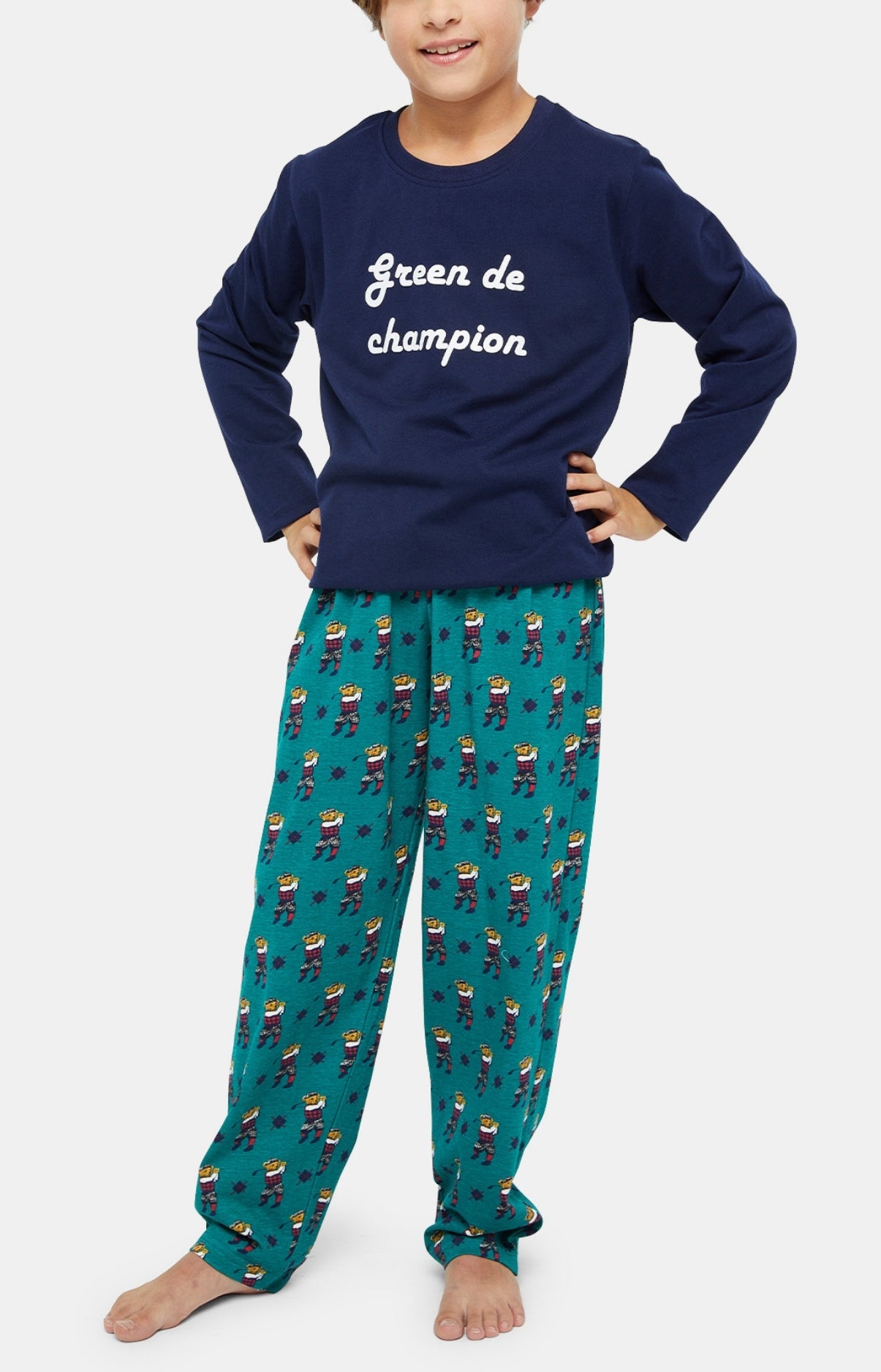 arthur-bob-pyjama-enfant-green-de-champion-sapin-coton image 3