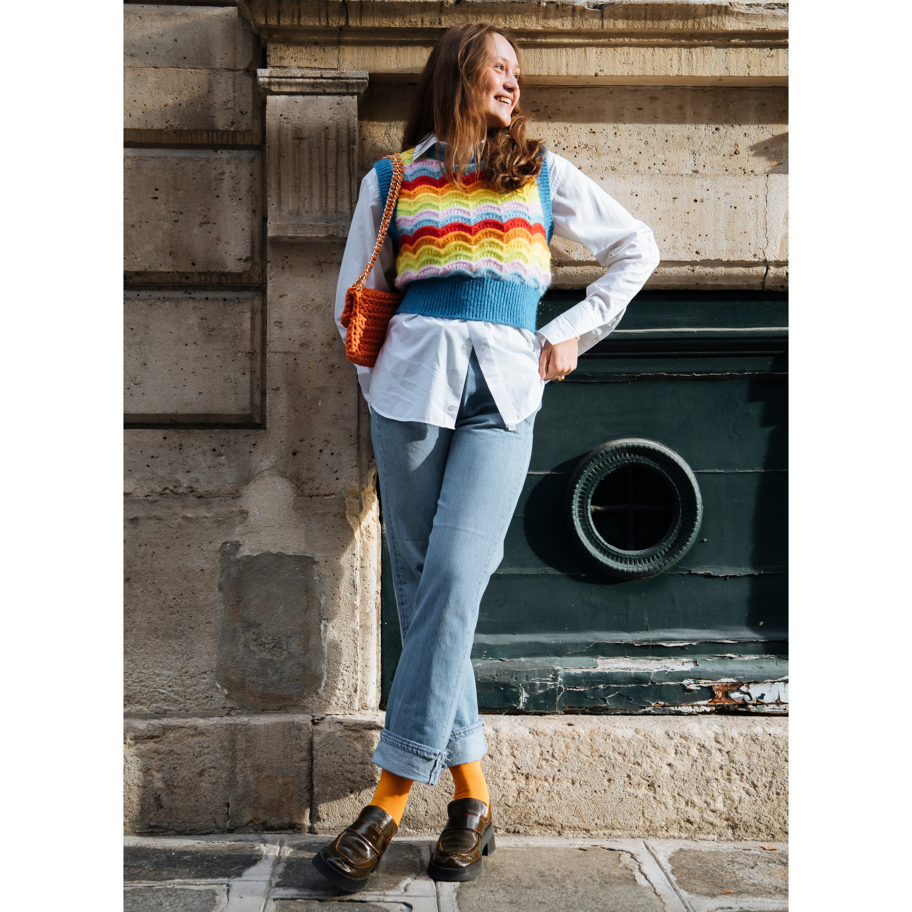 archiduchesse-de-ville-orange-mandarine-chaussettes-coton-mi-hautes image 7