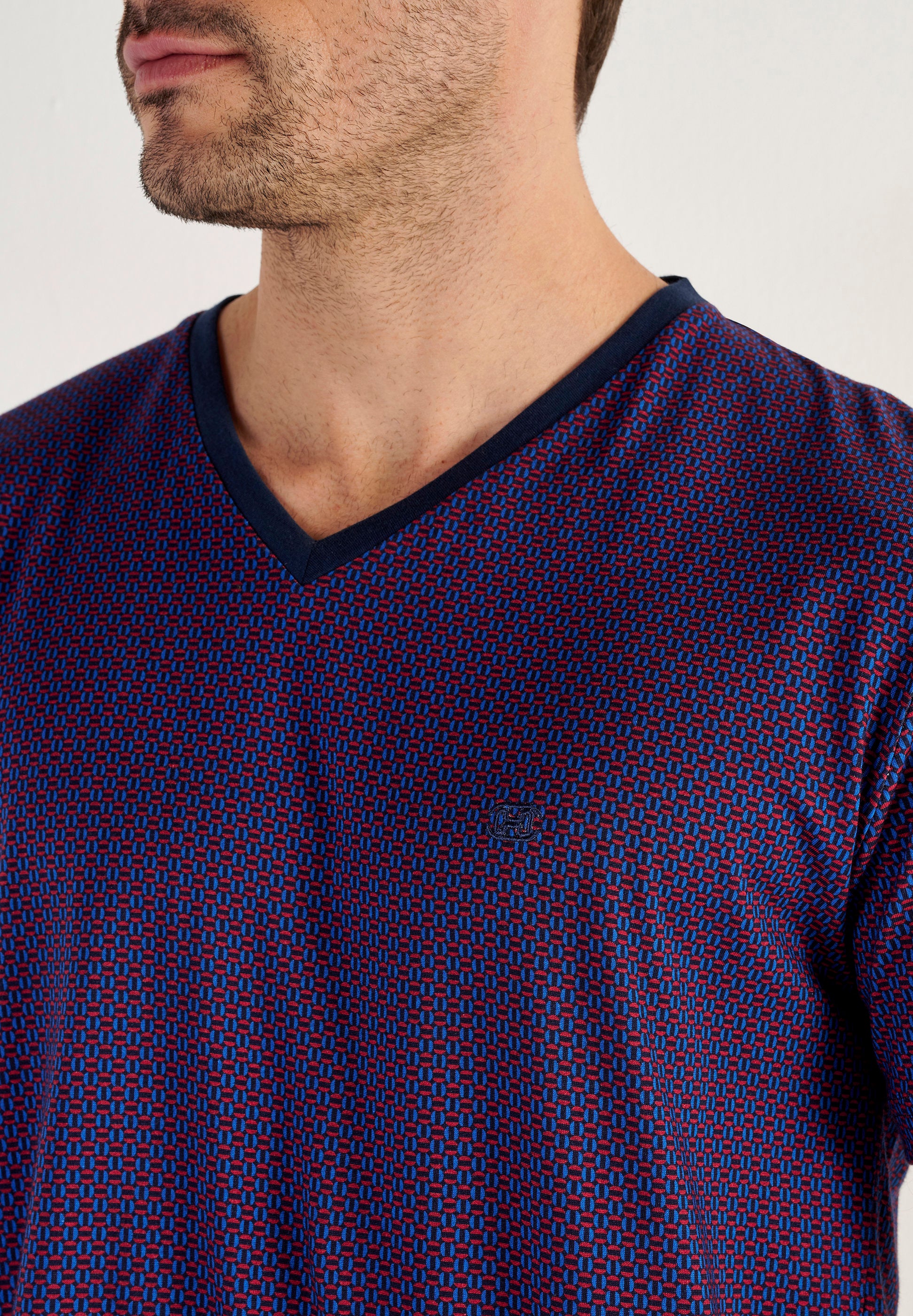 hom-fats-pyjama-court-homme-navy-print-coton-modal image 5