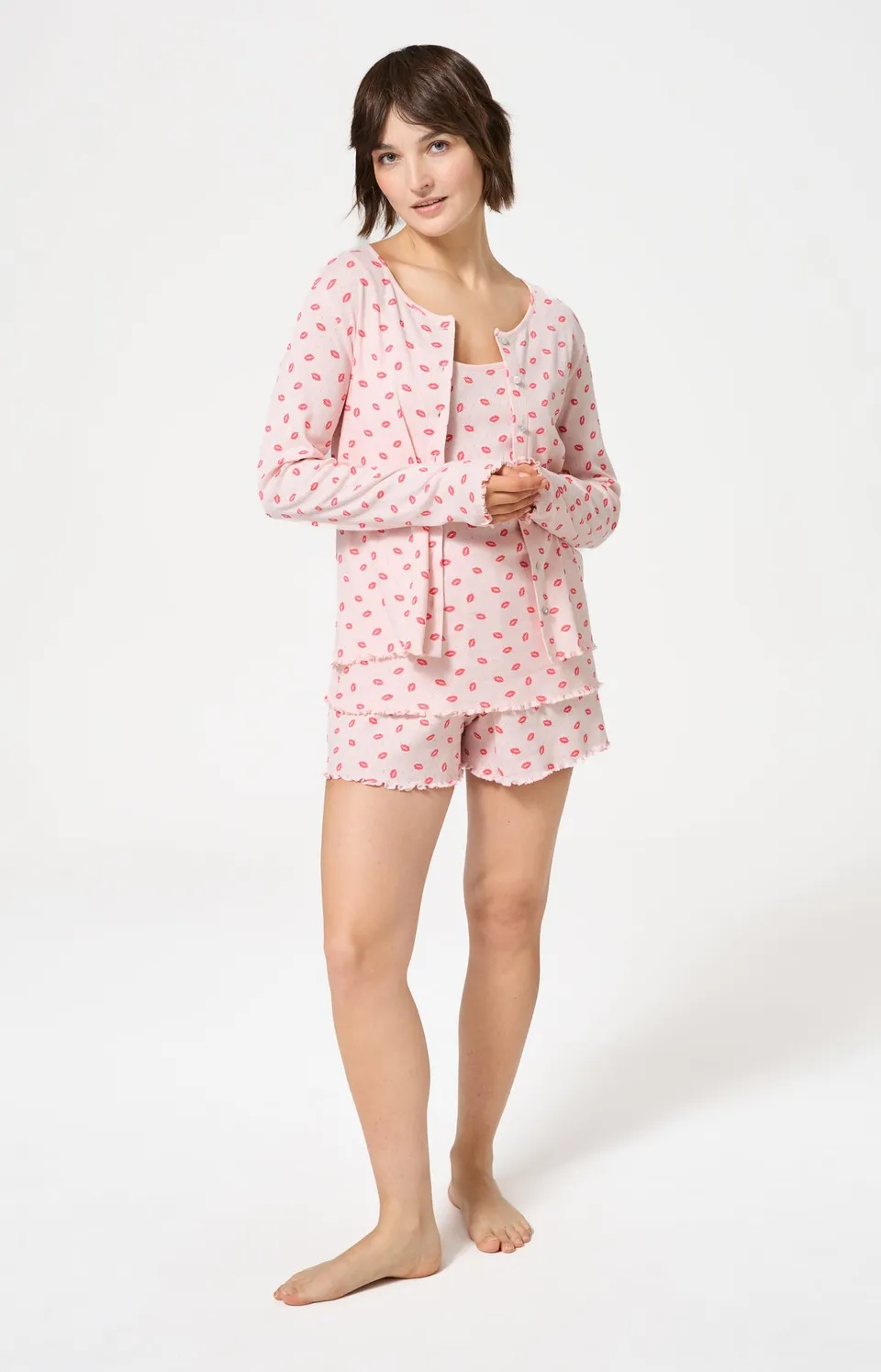 arthur-bob-kiss-pyjashort-femme-nude-3-pi-ces-coton-bio image 1