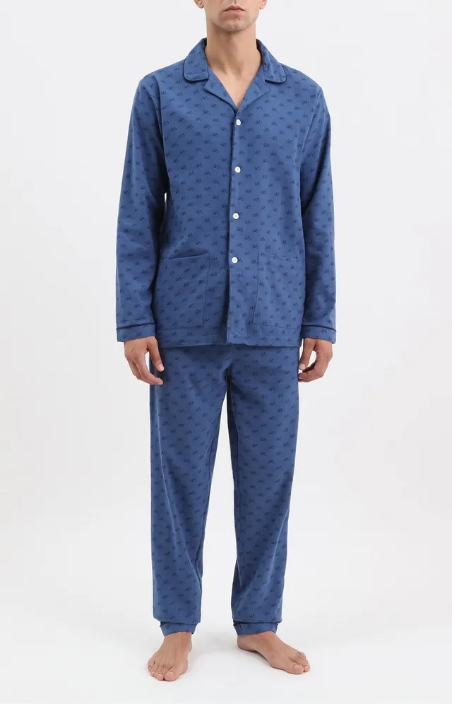 arthur-bob-v-lo-pyjama-boutonn-homme-bleu-jersey-coton image 1