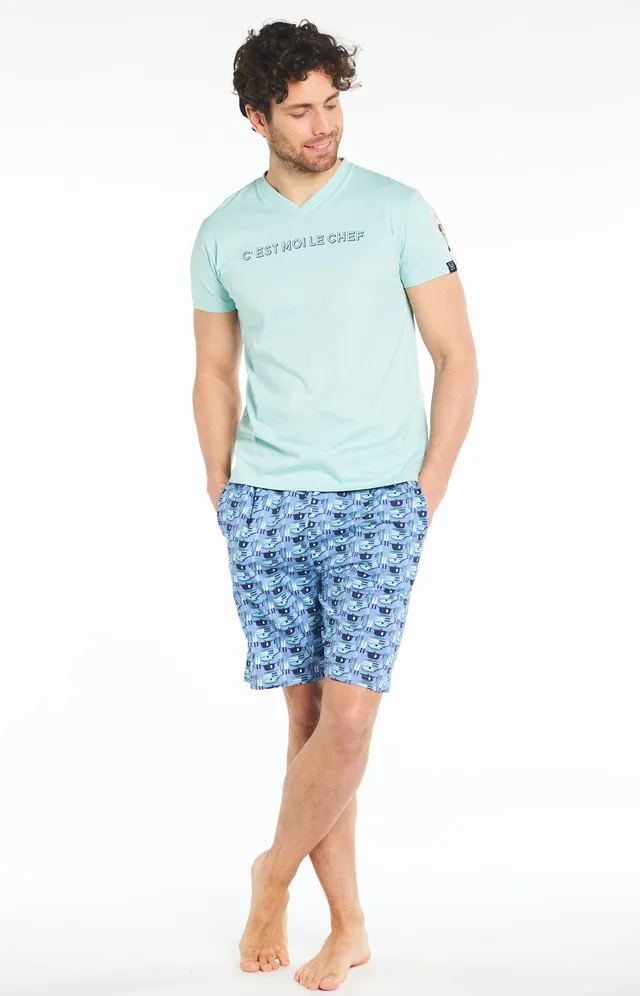 arthur-bob-c-est-moi-le-chef-pyjashort-bleu-coton-bio image 1