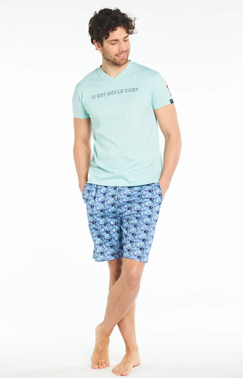 arthur-bob-c-est-moi-le-chef-pyjashort-bleu-coton-bio image 1