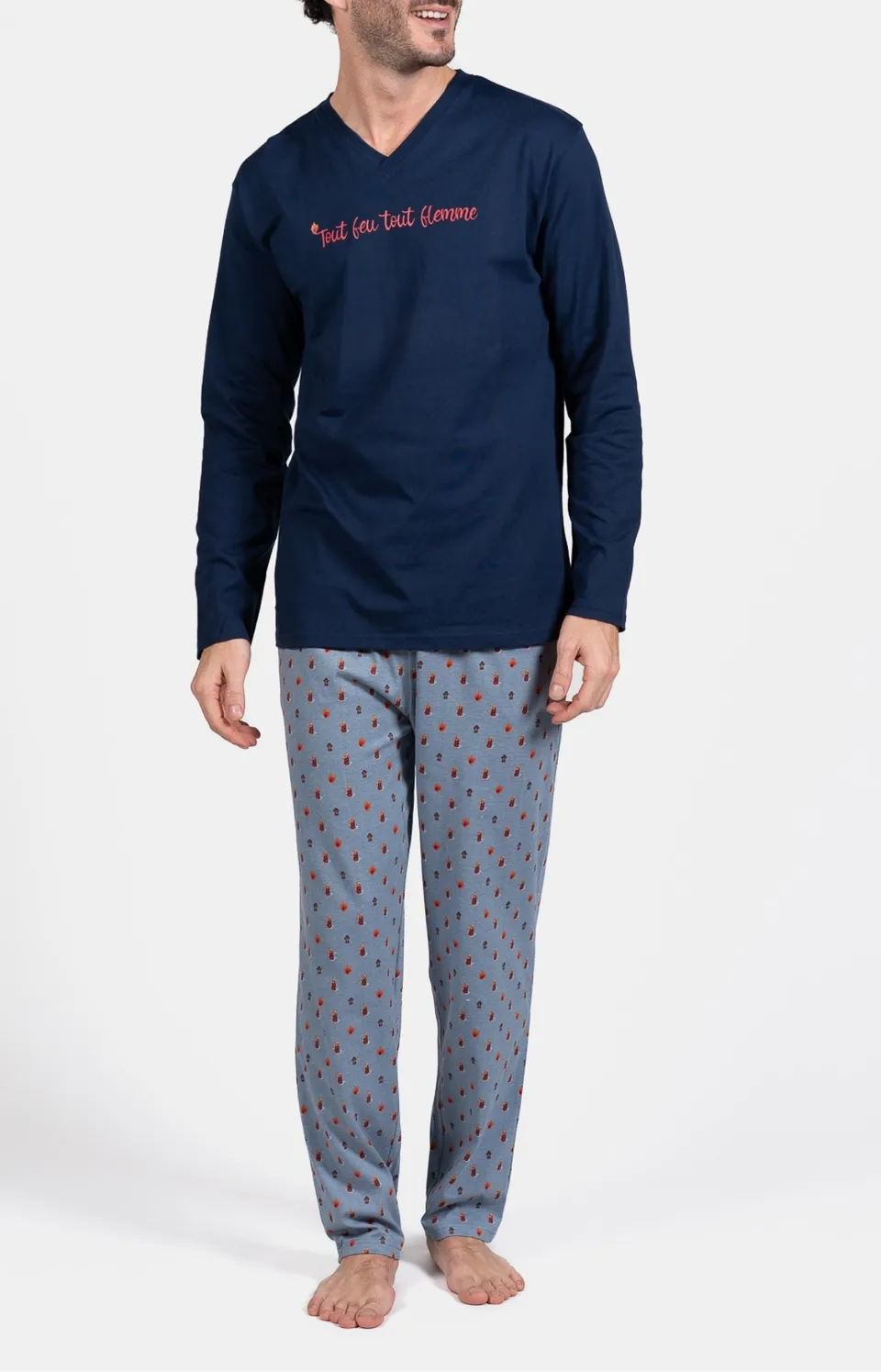 arthur-bob-pompier-pyjama-homme-jean-coton-manches-longues image 1