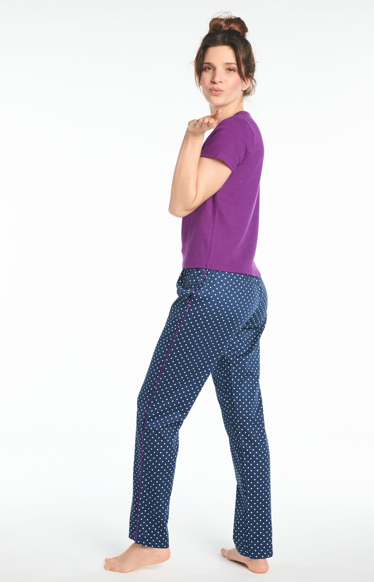 arthur-bob-pois-pantalon-pyjama-coton-bio-marine-femme image 6