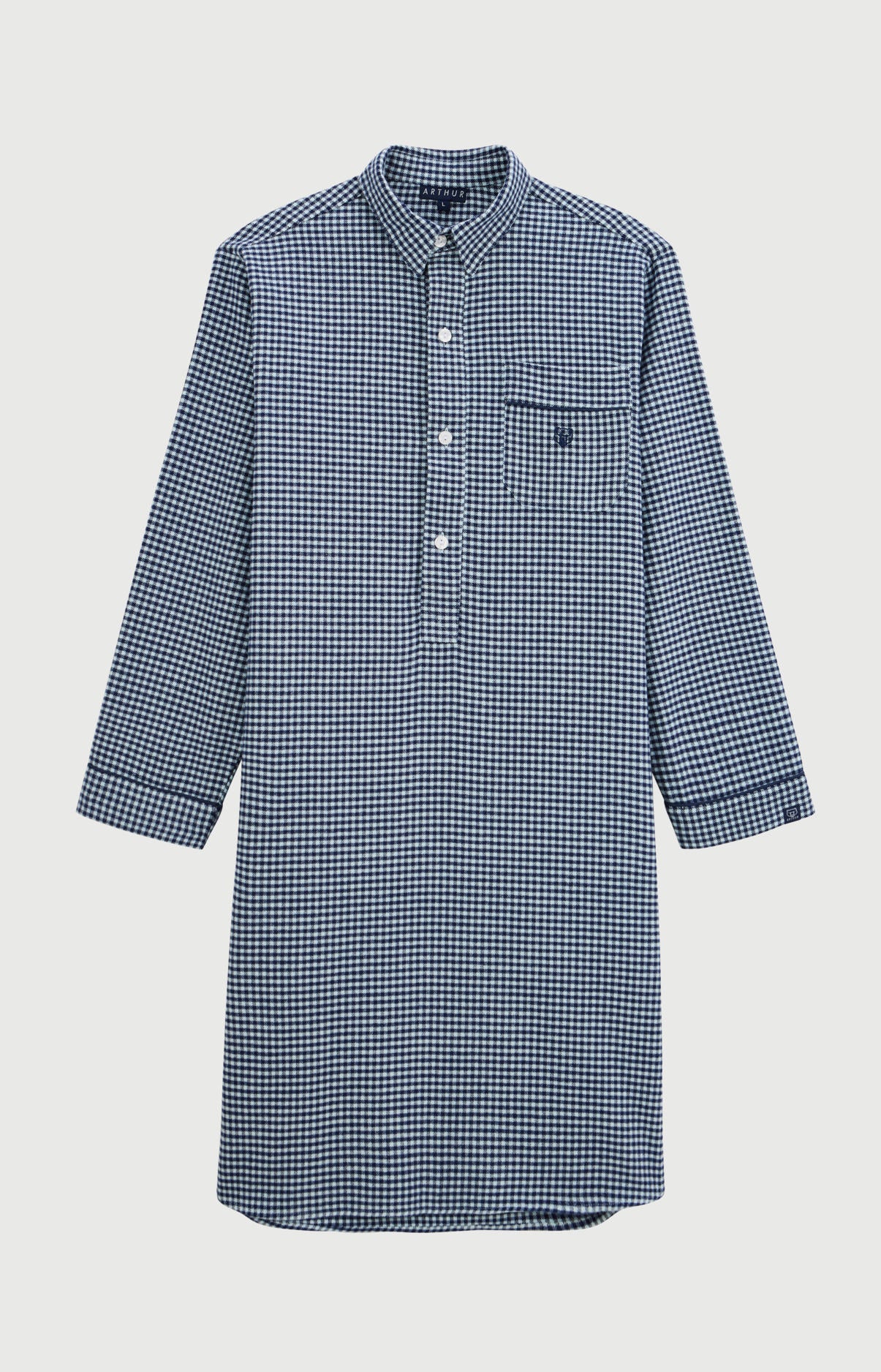 arthur-bob-elie-chemise-de-nuit-flanelle-marine-carreaux image 3