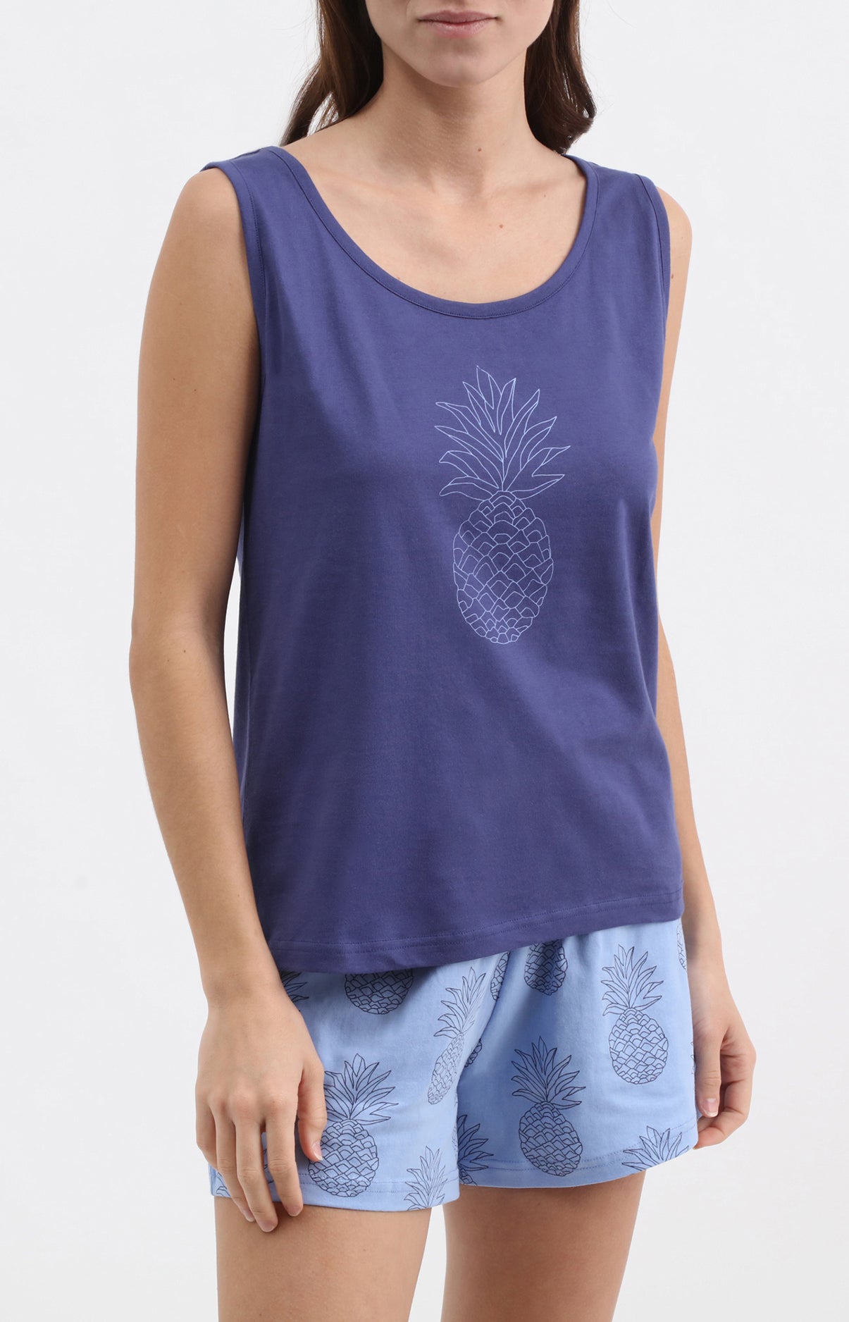 arthur-bob-pineapple-pyjashort-coton-bleu-l-ger image 1