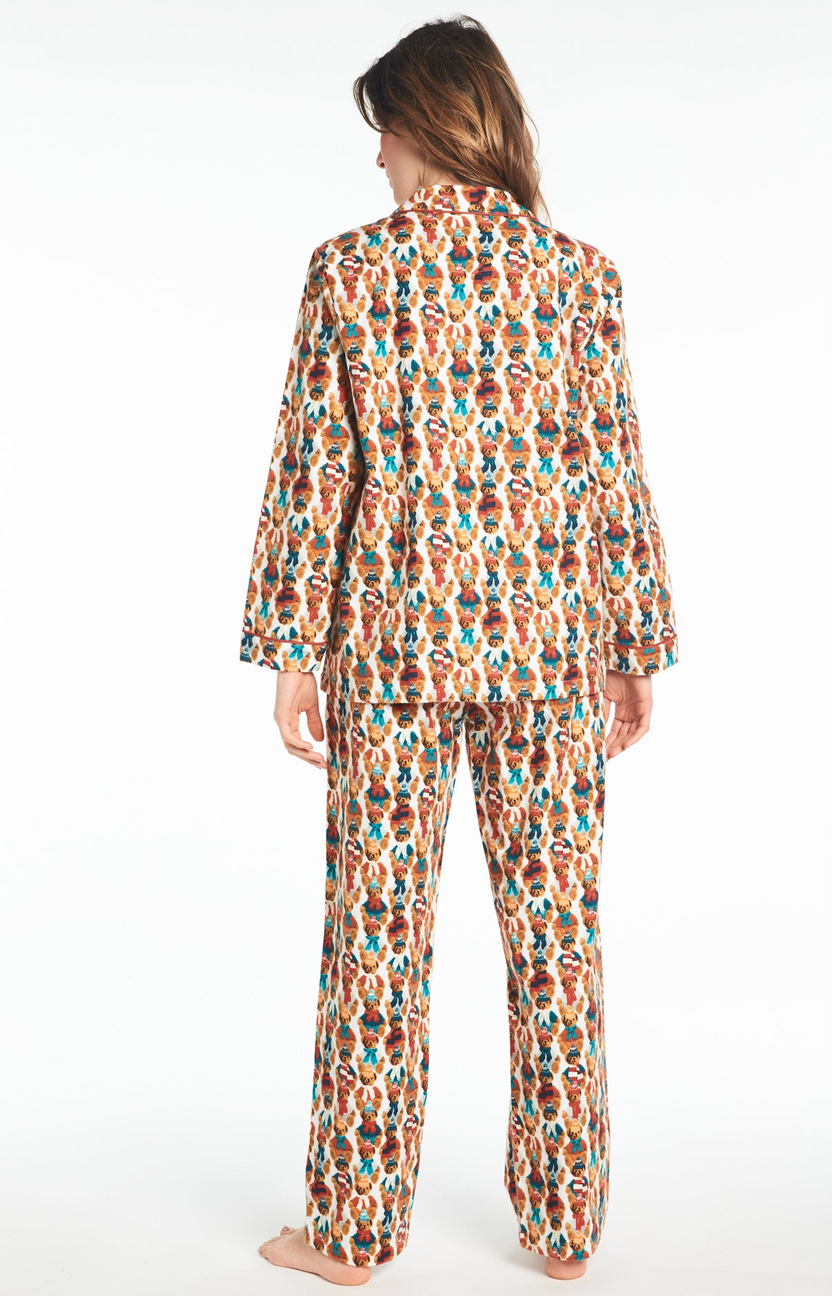 arthur-bob-teddy-marron-pyjama-long-femme-neige-coton image 4