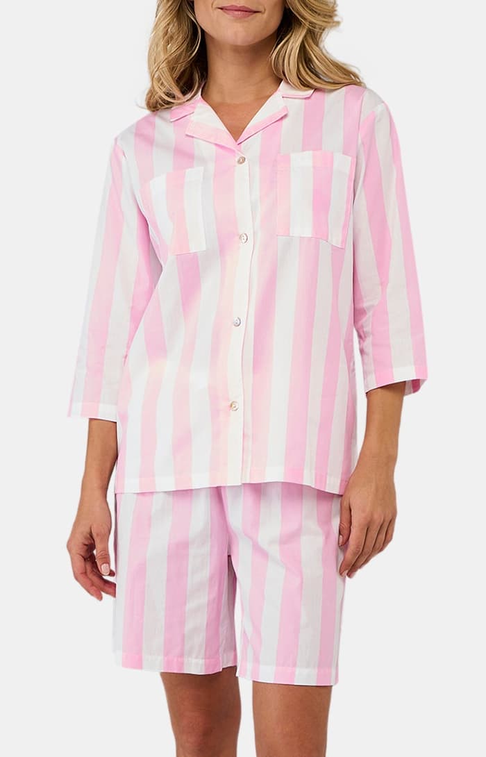 arthur-bob-louise-pyjama-court-rose-rayures-coton image 1