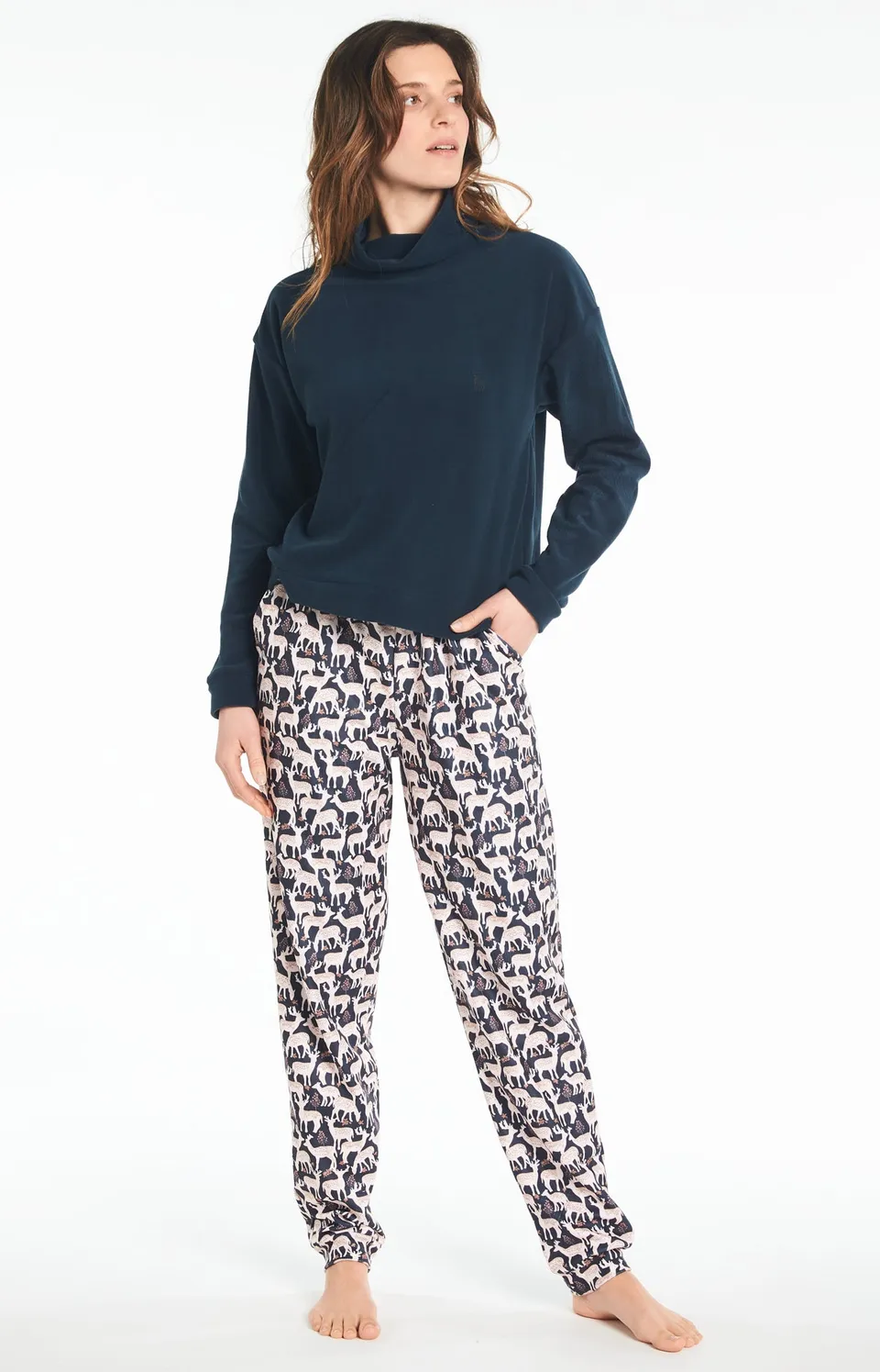 arthur-bob-biche-pyjama-polaire-femme-marine-taille-l image 1