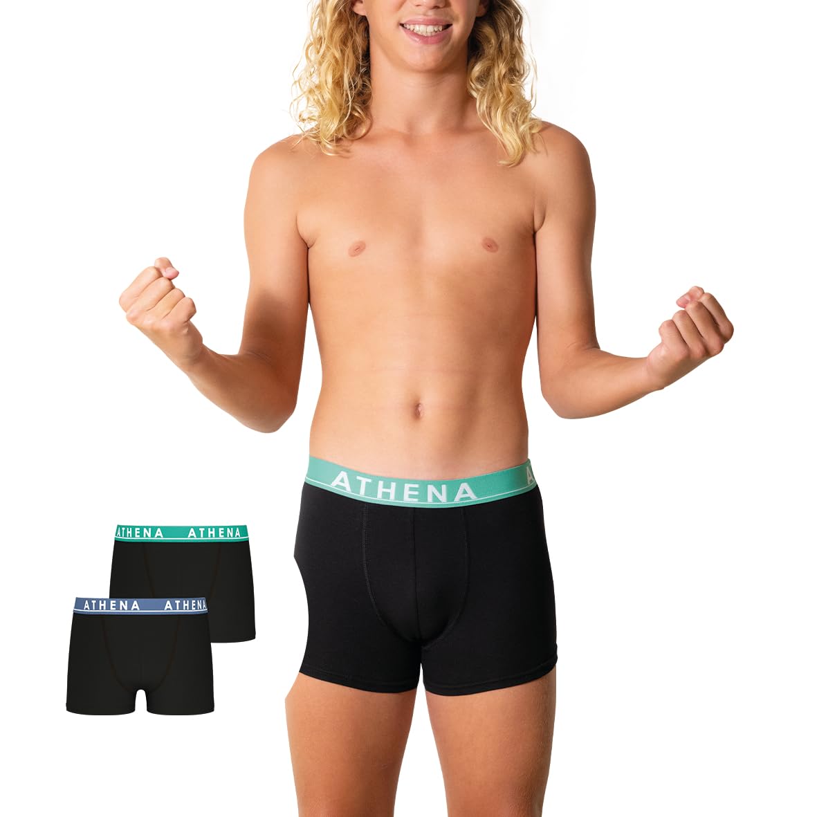 athena-easy-color-lot-2-boxers-gar-on-noir-coton-stretch image 1