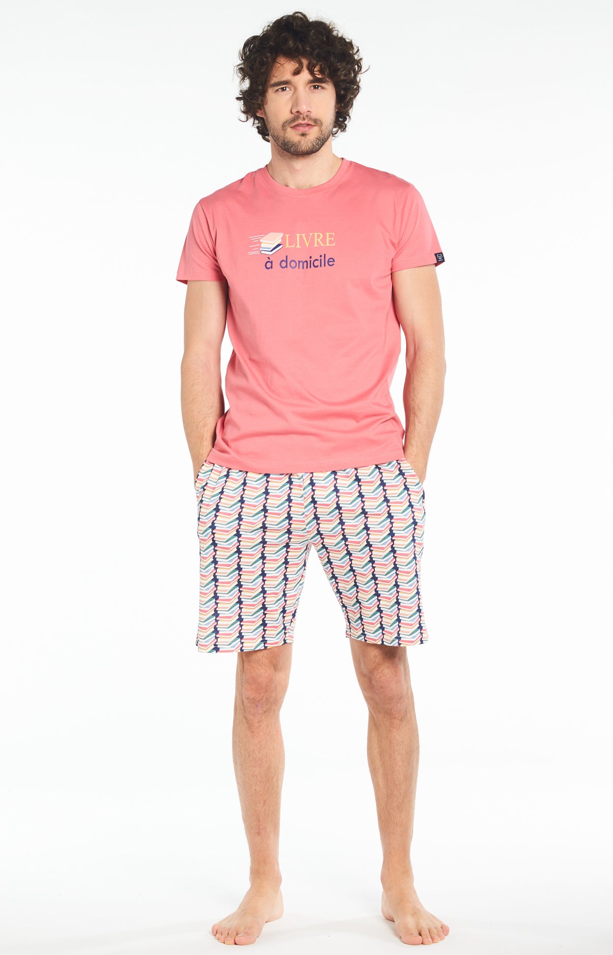 arthur-bob-pyjashort-livre-domicile-coton-bio-multicolore image 2