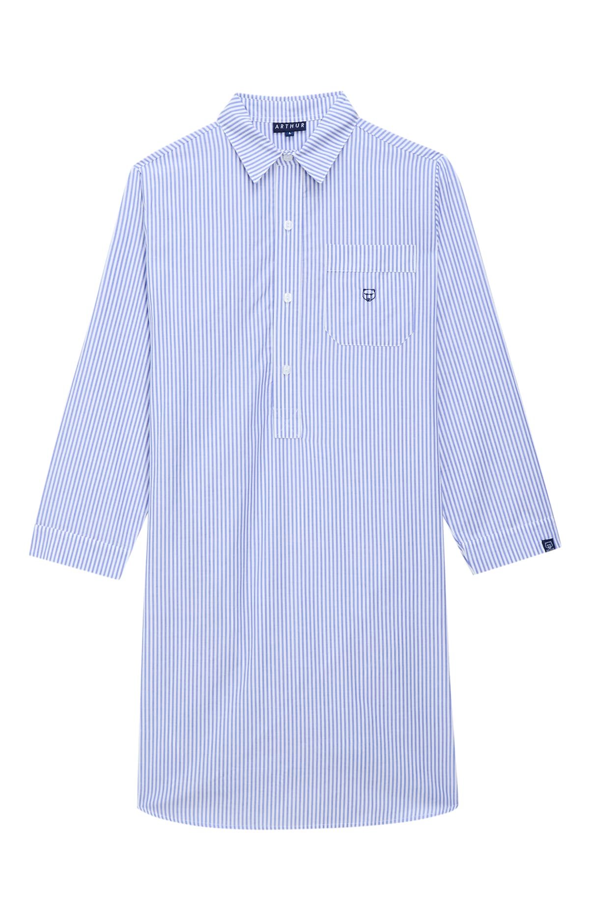arthur-bob-rayure-bleue-chemise-de-nuit-homme-bleu-coton-bio image 3