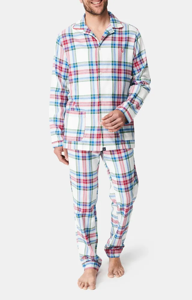 arthur-bob-pyjama-logan-homme-blanc-flanelle-coton-chaud image 1