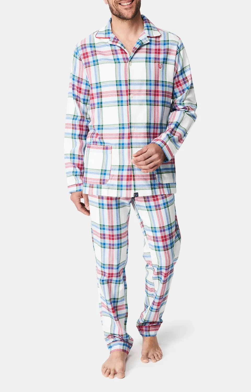 arthur-bob-pyjama-logan-homme-blanc-flanelle-coton-chaud image 1