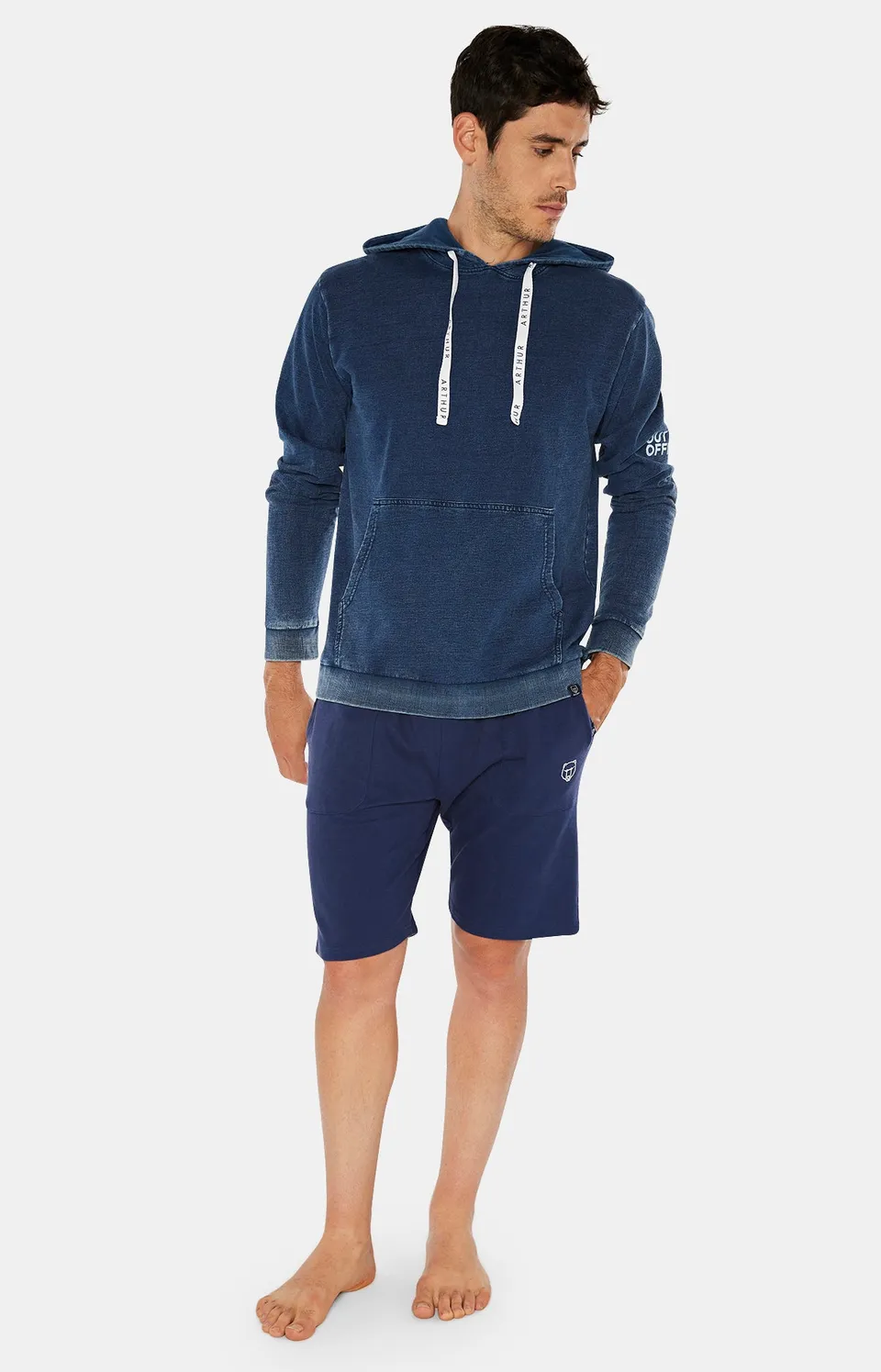 arthur-bob-uni-short-pyjama-homme-marine-coton-bio image 1