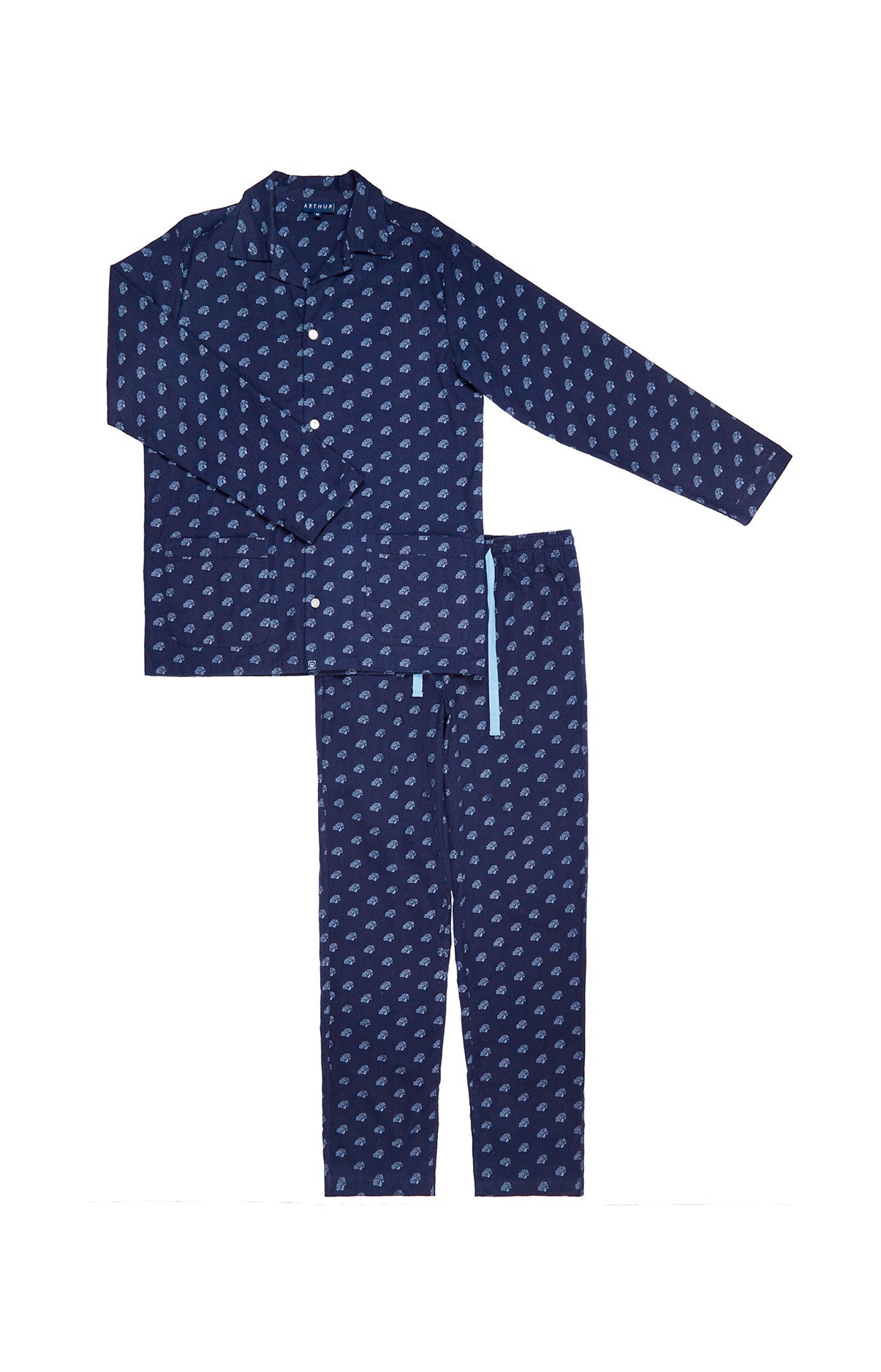 arthur-2cv-pyjama-homme-marine-coton-pilou-chemise-boutonn-e image 3