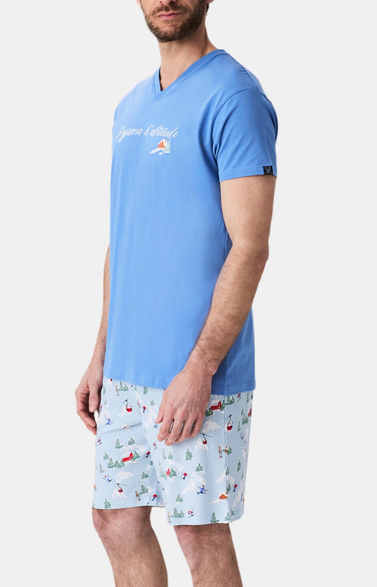 arthur-bob-pyjashort-homme-coton-bio-no-l-en-altitude-ciel image 4