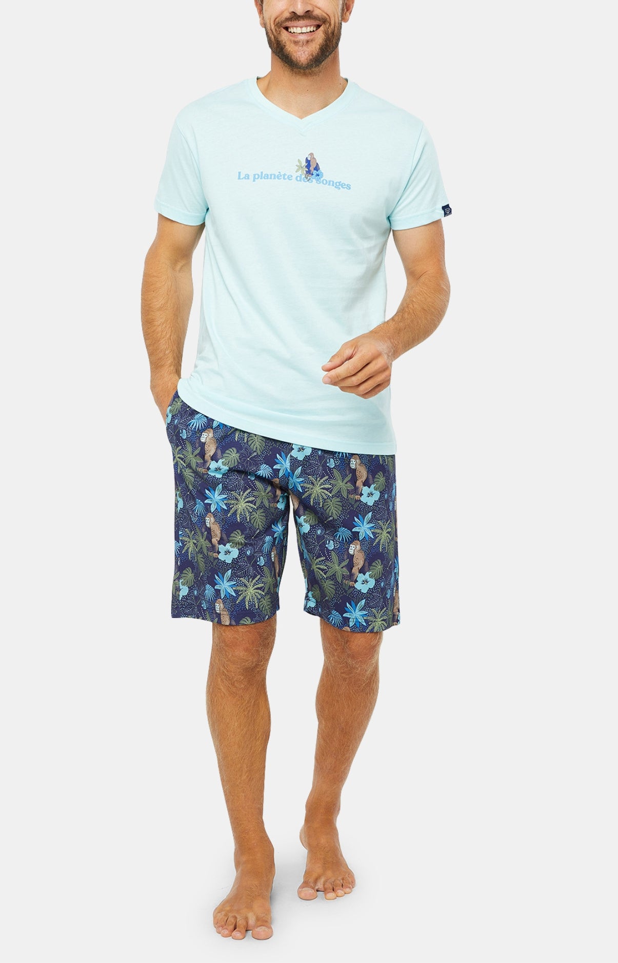arthur-bob-pyjashort-jungle-marine-homme-coton-bio image 1